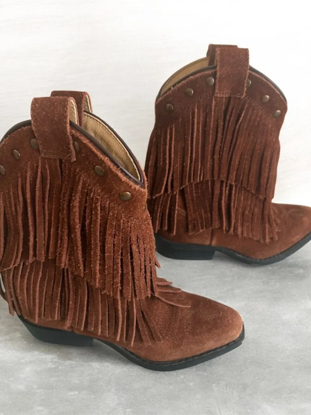 Smoky Mountain Girls Wisteria Double Fringe Tan Western Boot Size 9 Cowgirl Boot